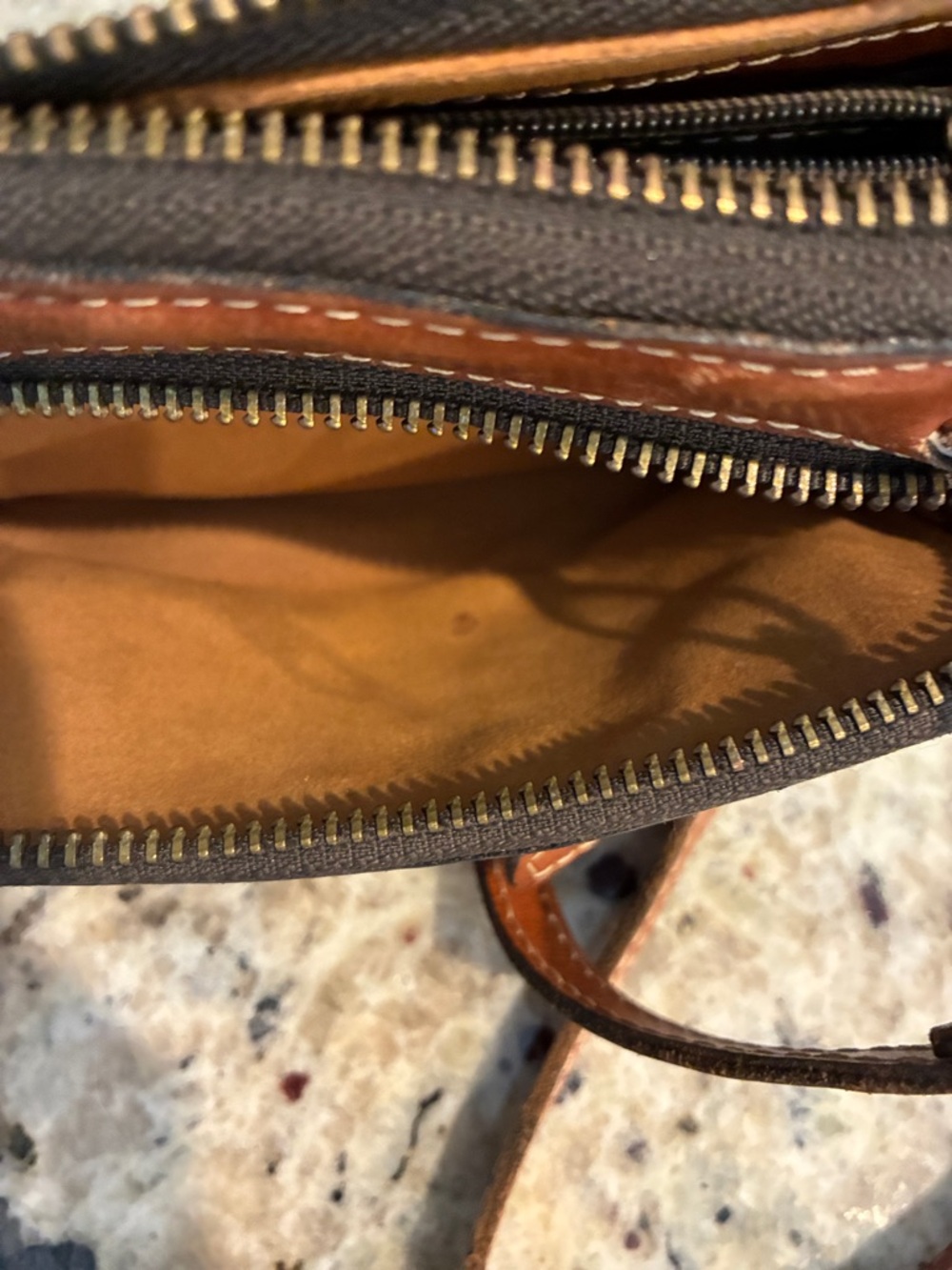Patricia Nash Brown Leather Crossbody with Burgundy & Olive Accent - Picture 5 of 5
